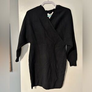 Black mini sweater dress.